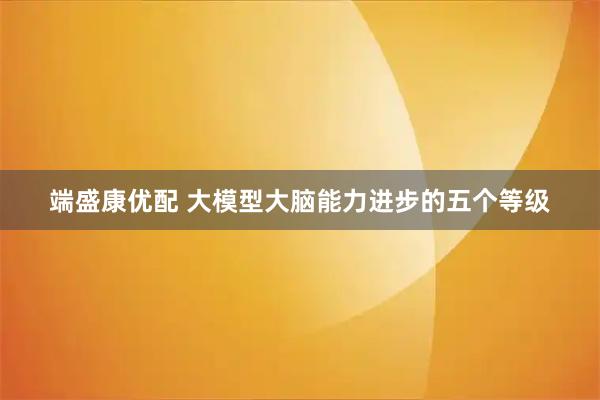 端盛康优配 大模型大脑能力进步的五个等级